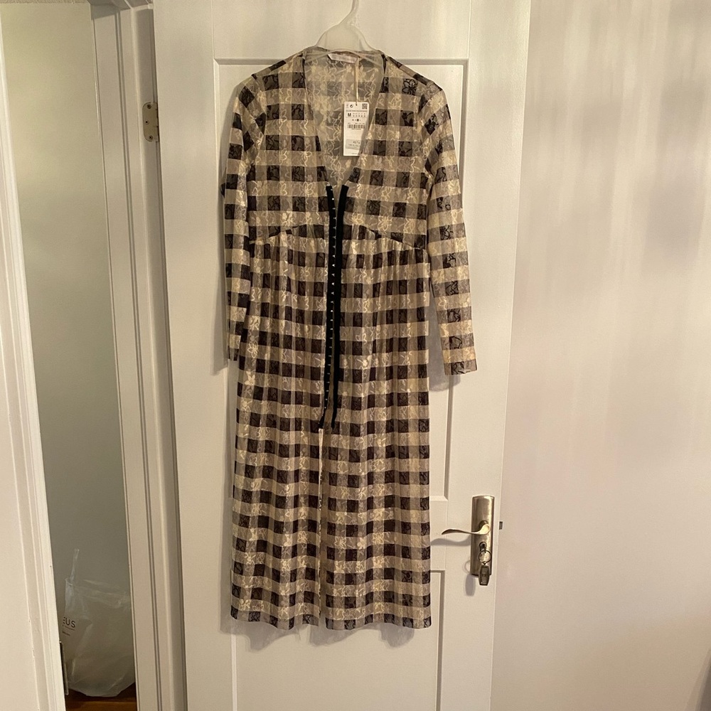 Zara checkered overall top -NWT